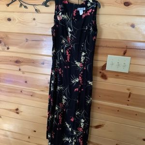 Floral Black Sleeveless Dress